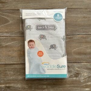 NEW Halo Swaddle Sure Gray with Elephant Pattern